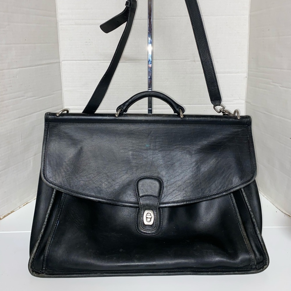 Vintage Black Leather Coach Beekman 5266 Messenger Laptop Briefcase Bag - Picture 11 of 16